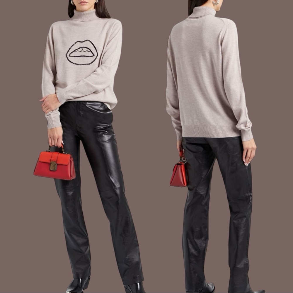 Markus Lupfer 100% Merino Wool Lips Turtleneck Sweater S